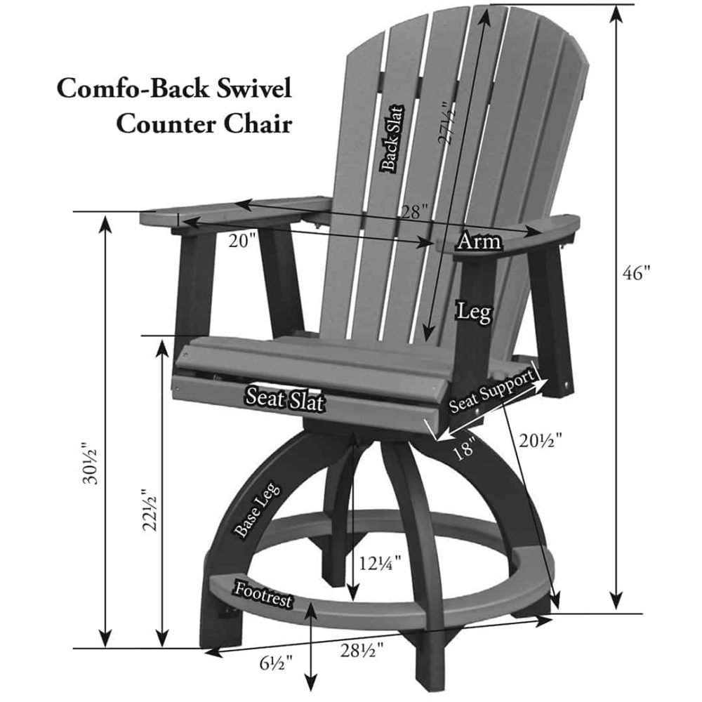 ESCC2131 Berlin Gardens Comfo-Back Swivel Counter Chair Dims