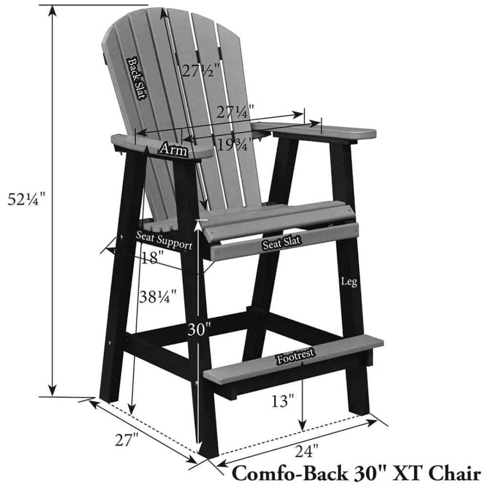 PEXTC2139 Berlin Gardens Comfo-Back 30 XT Chair Dims