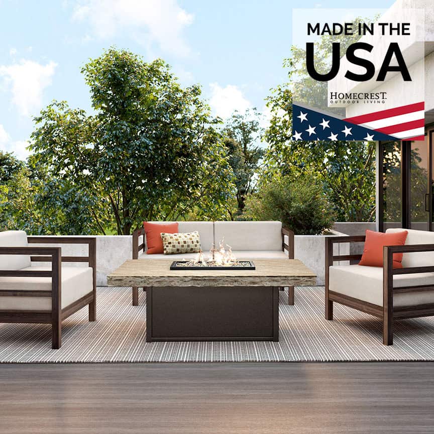 Homecrest Slate Fire Table Aluminum Lifestyle 2