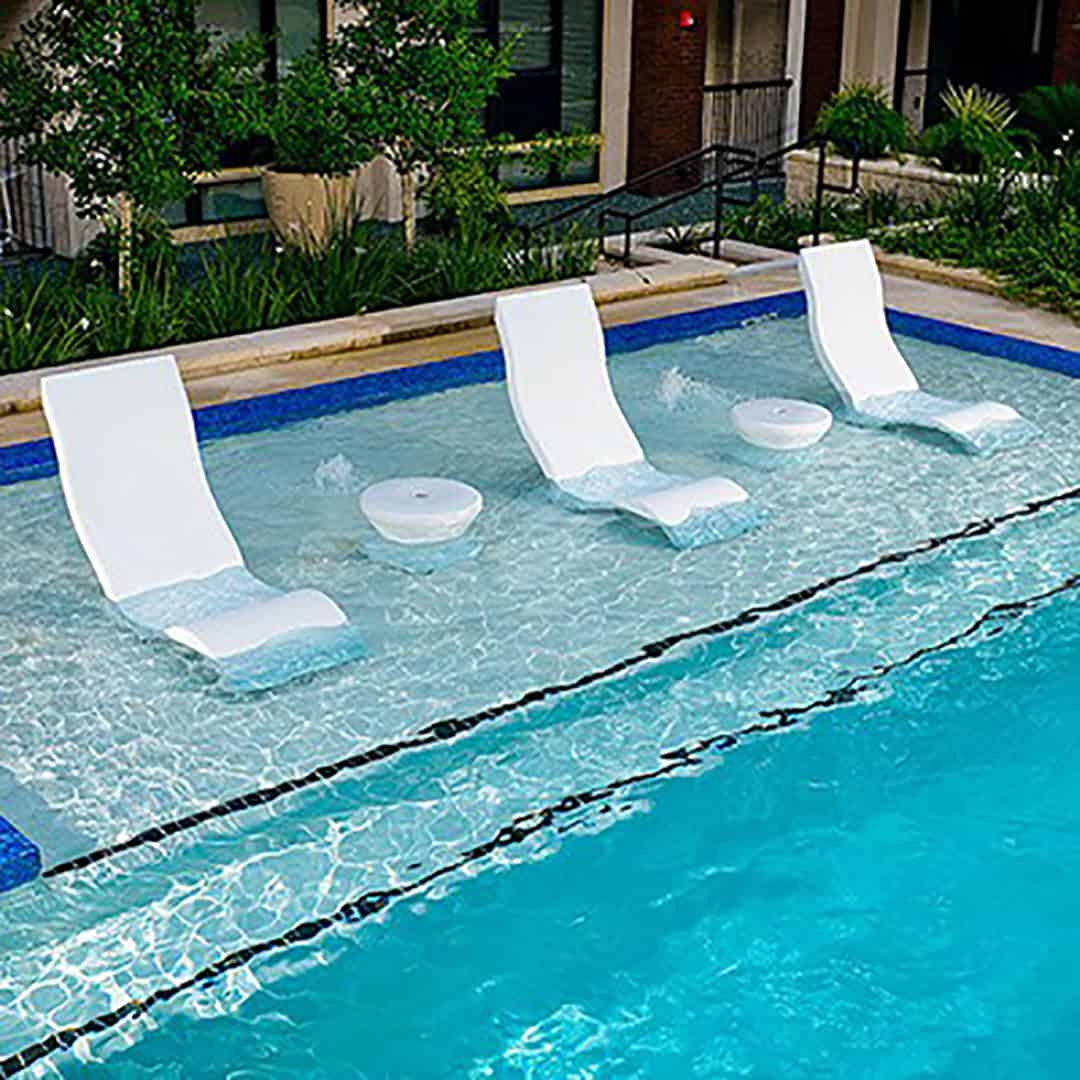 pool sun shelf lounge chairs