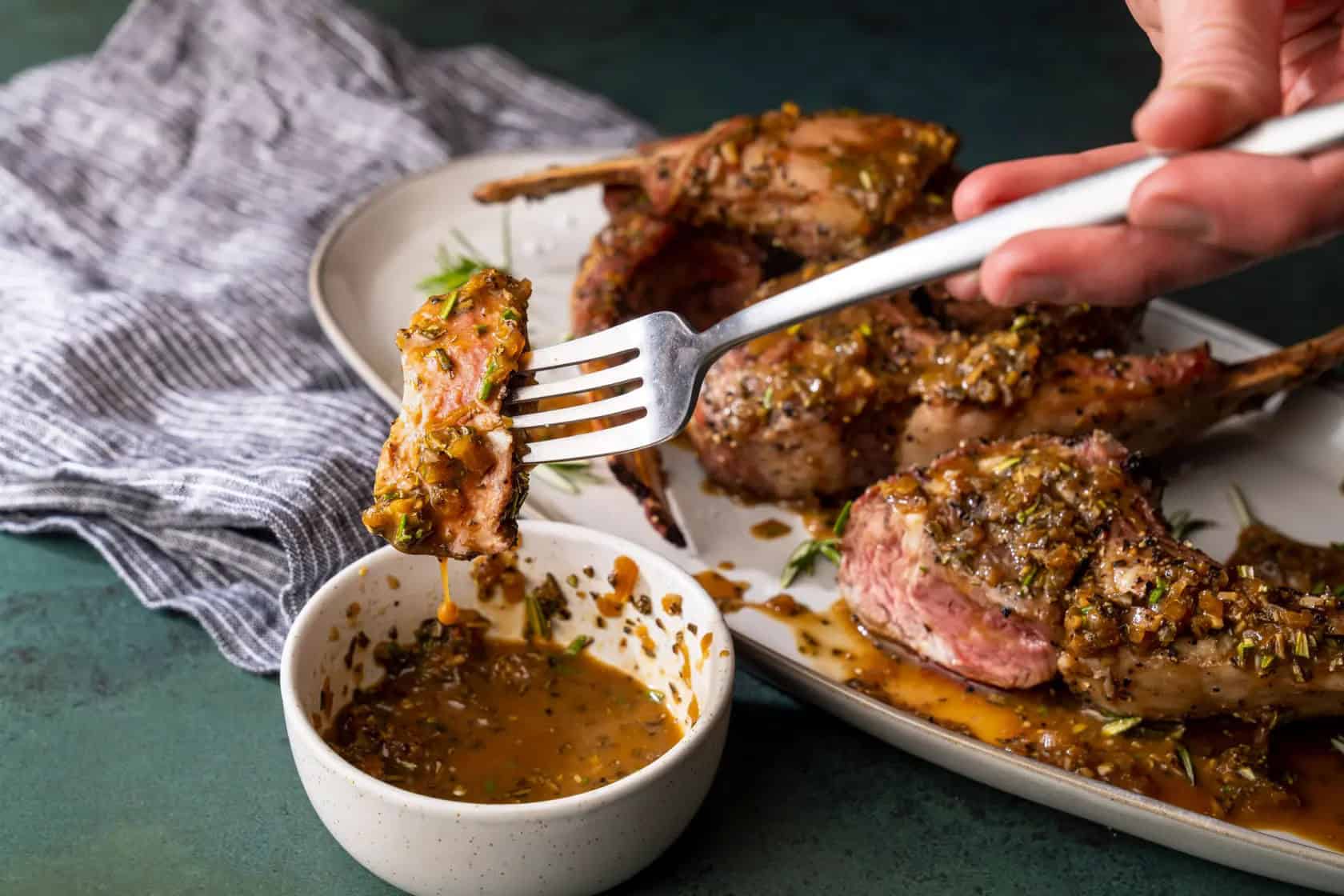 Double Lamb Chops with RosemaryMustard Sauce Ultra Modern