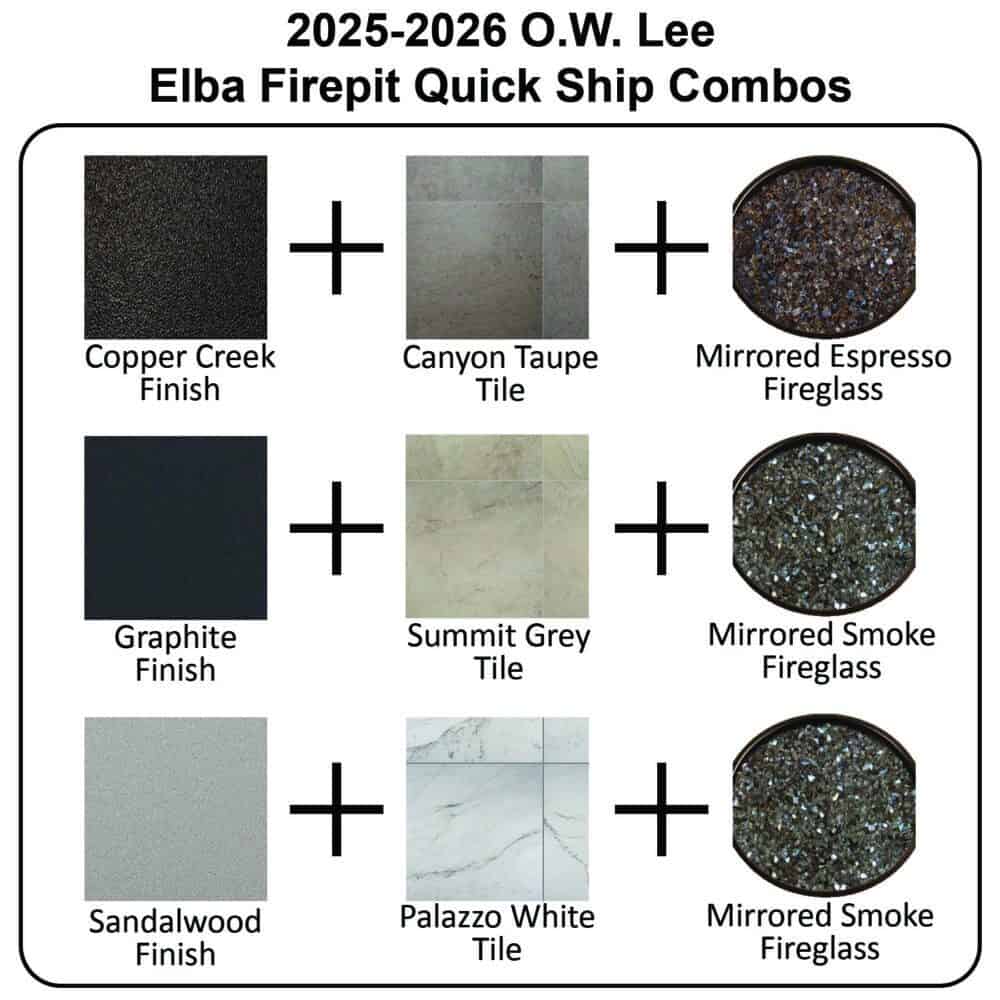 O.W. Lee 2025-2026 Elba Firepit Quick Ship Combinations