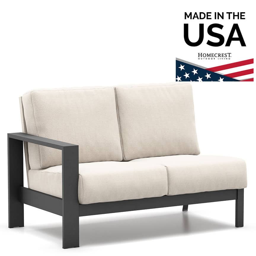 Homecrest Blair Slip Cover Sectional Right Arm Loveseat Chair Aluminum Cushion 8542R