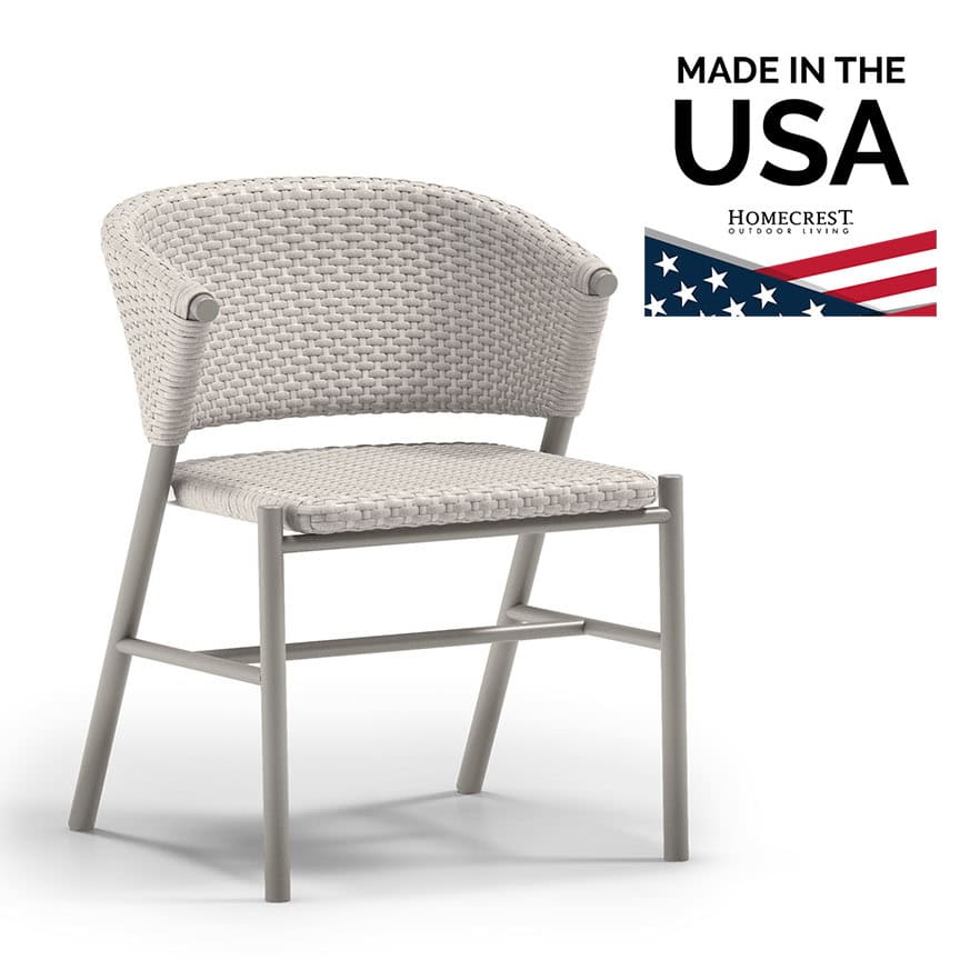 Homecrest Capri Armless Dining Chair Woven Aluminum Fog Shell 97350