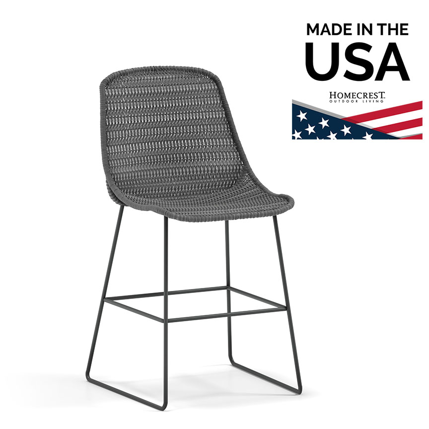 Homecrest Casper Balcony Stool Woven Steel Nightfall Graphite 95250
