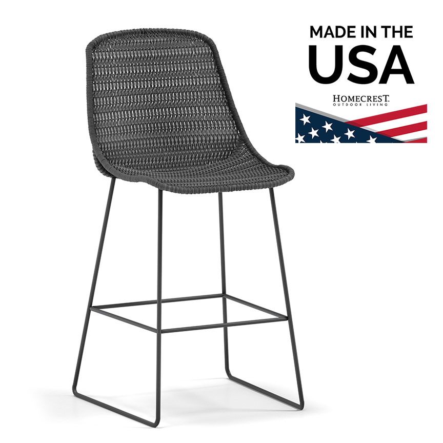 Homecrest Casper Bar Stool Woven Steel Nightfall Graphite 95480