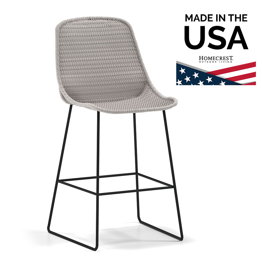 Homecrest Casper Bar Stool Woven Steel Nightfall Greige 95480