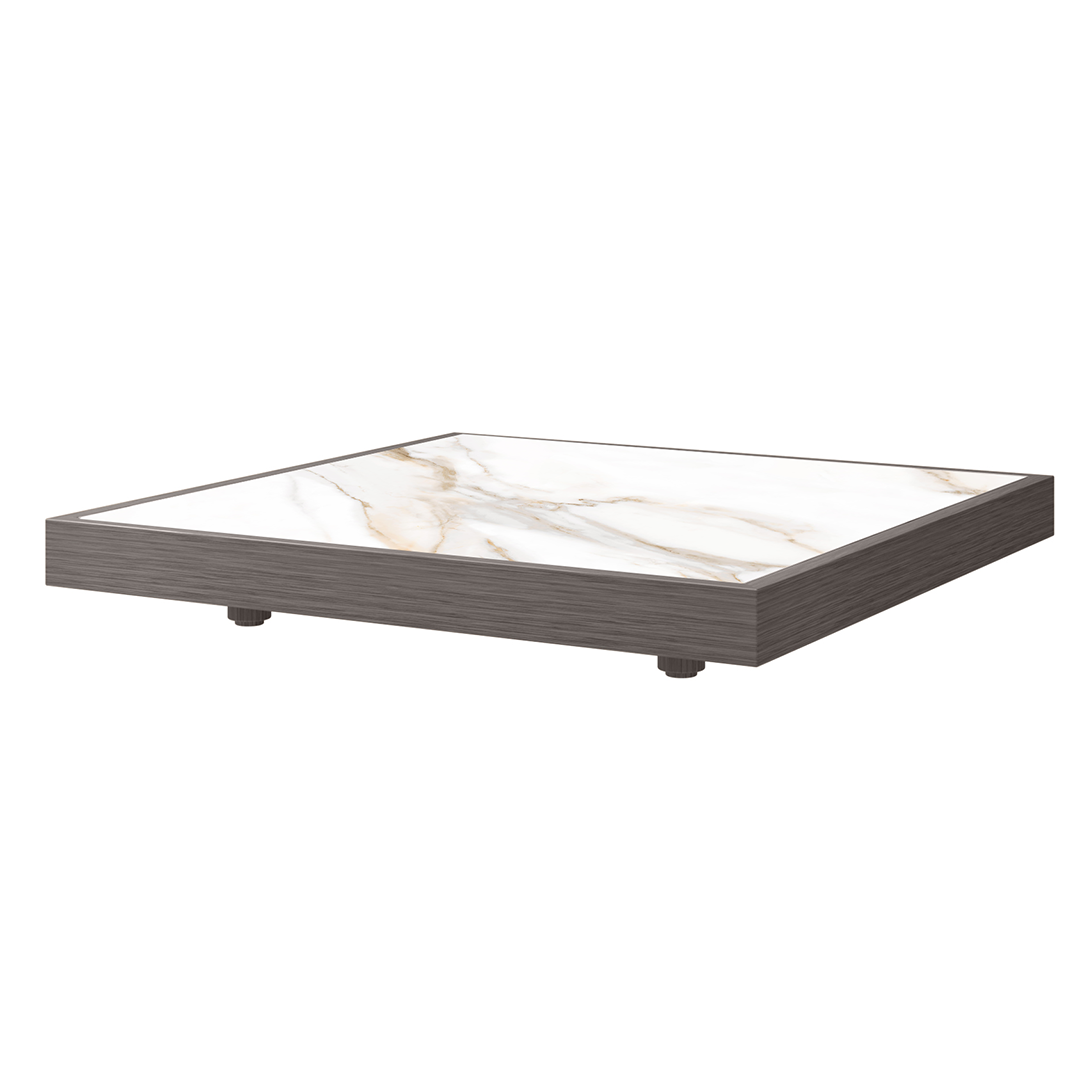 Grande Corner Table Base Smoke + Aspen Alabaster Insert